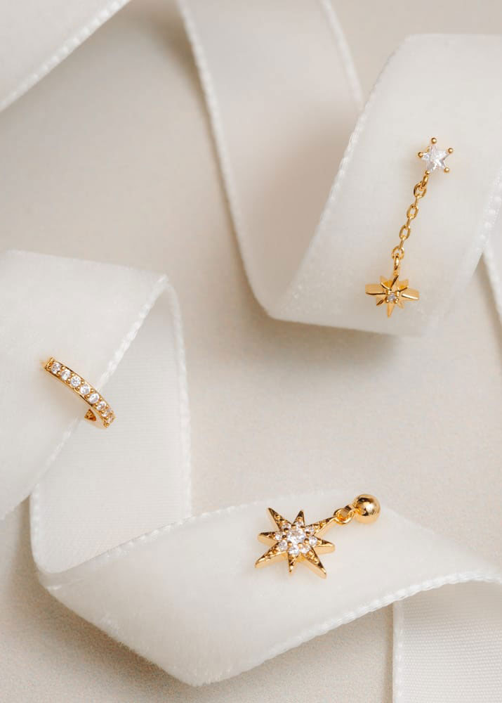 Orelia Starburst Drop Ear Stacking Set
