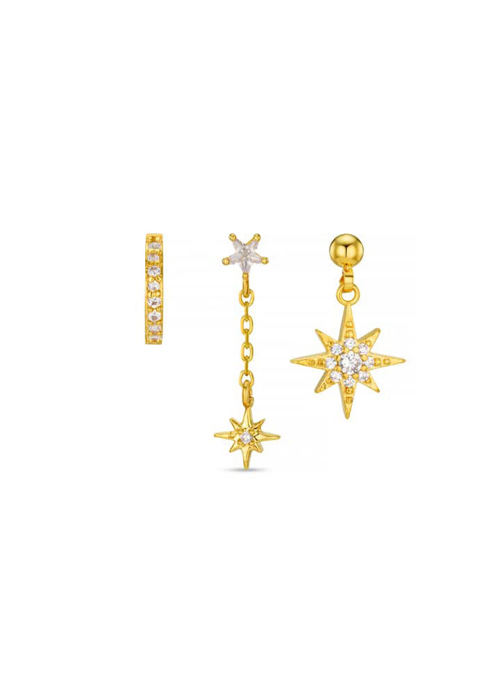 Orelia Starburst Drop Ear Stacking Set