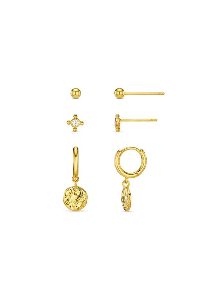 Orelia Micro Coin Hoop & Stud Ear Stacking Set
