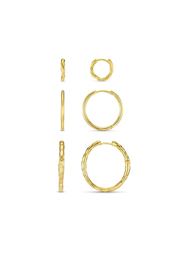 Orelia Mixed Textured Hoop Ear Stacking Set