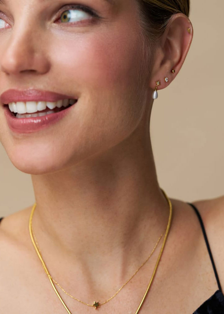 Orelia Micro Pearl & Star Ear Stacking Set