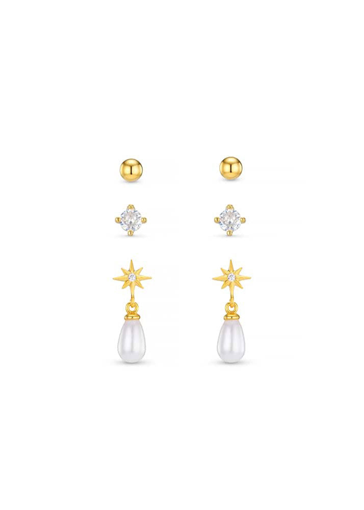 Orelia Micro Pearl & Star Ear Stacking Set