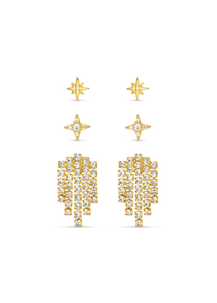 Orelia Starburst & Waterfall Ear Stacking Set