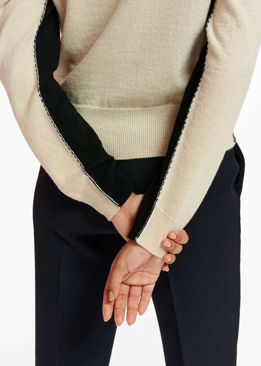 Essentiel Antwerp - Elgium - Black and Off-white Merino-Cashmere Knit Sweater
