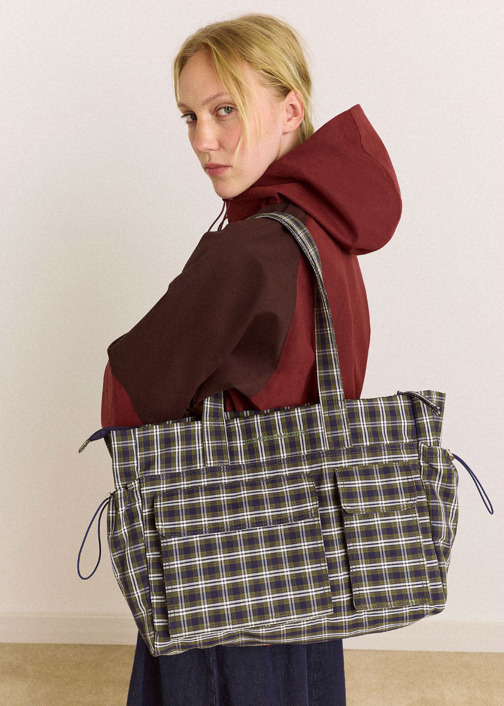 Damson Madder Eliza Bag - Navy Green Check
