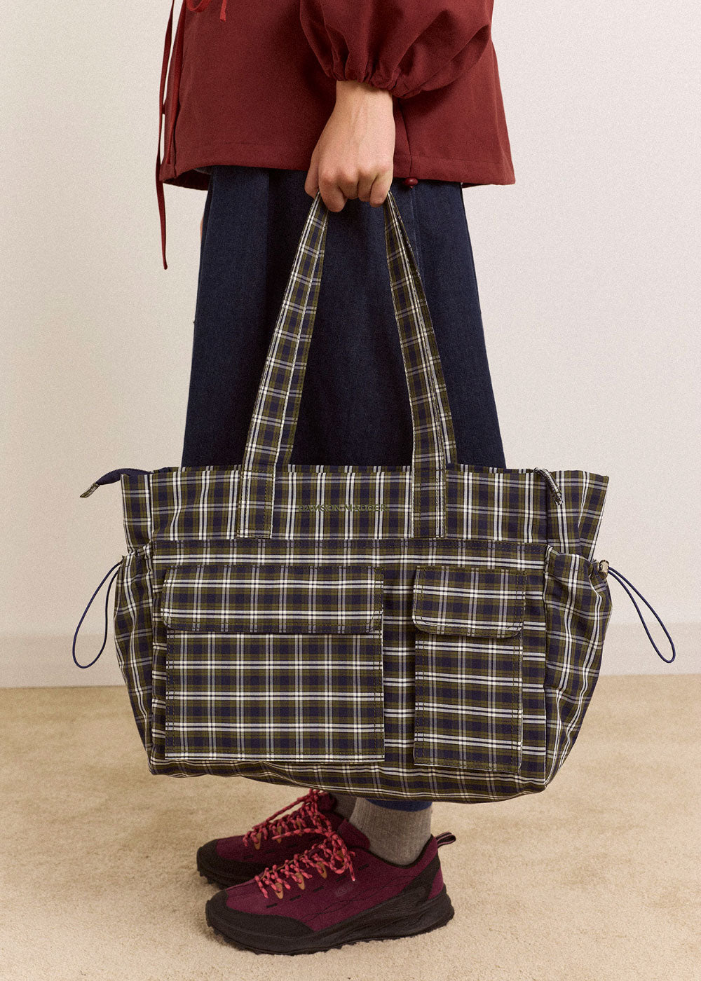 Damson Madder Eliza Bag - Navy Green Check