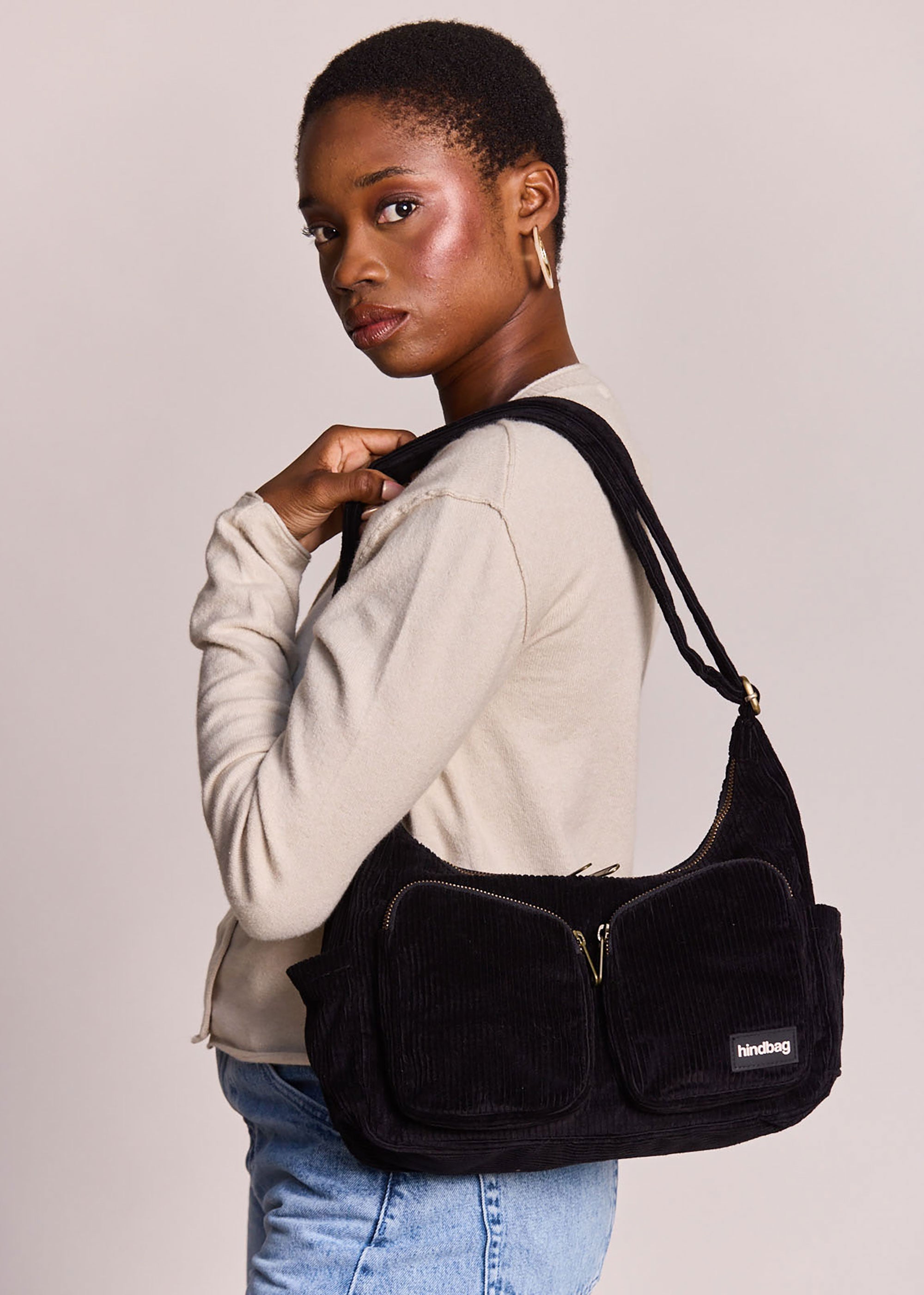 Hindbag Emile Shoulder Bag - Black Corduroy