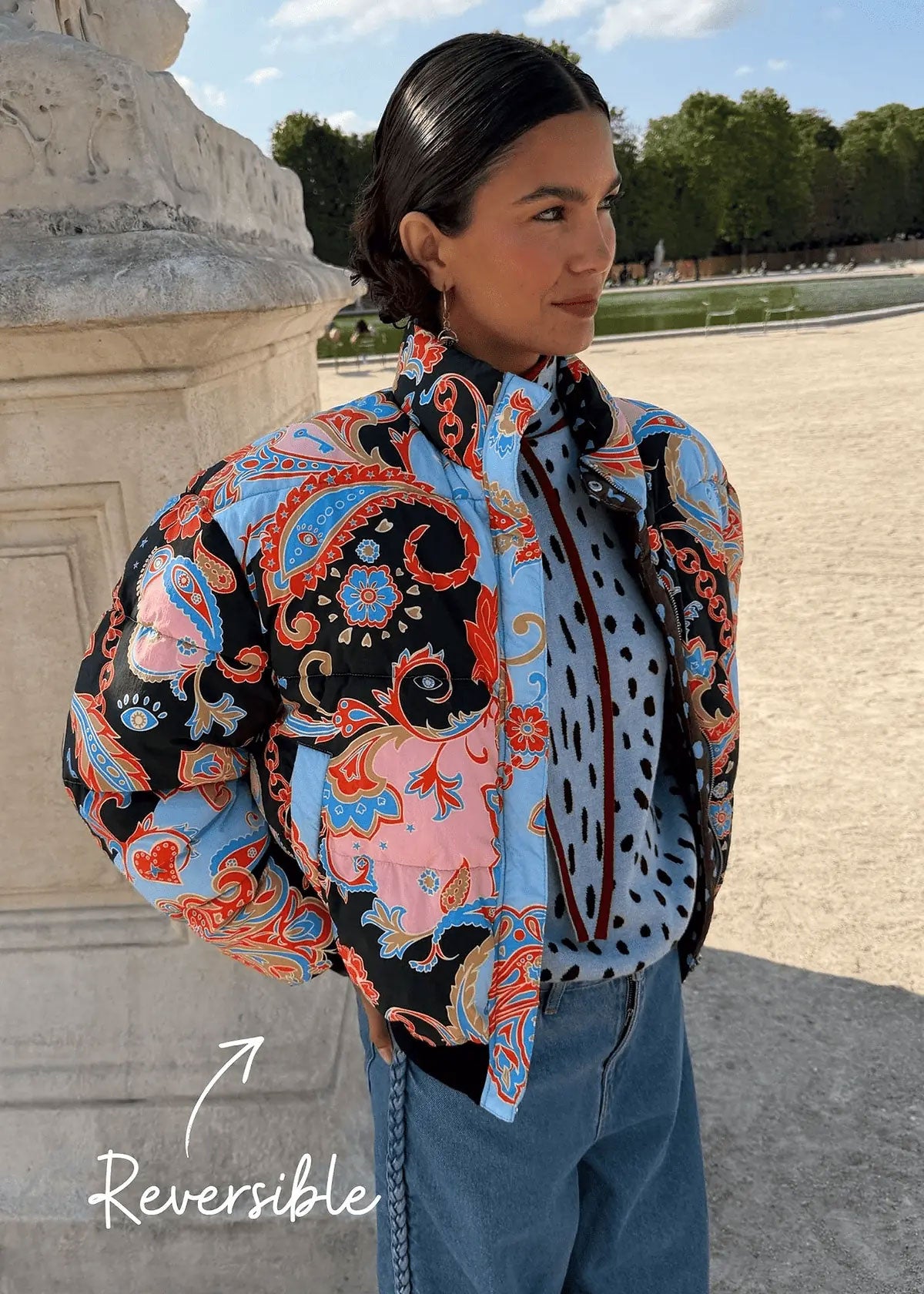 Never Fully Dressed Paisley Reversible Puffer