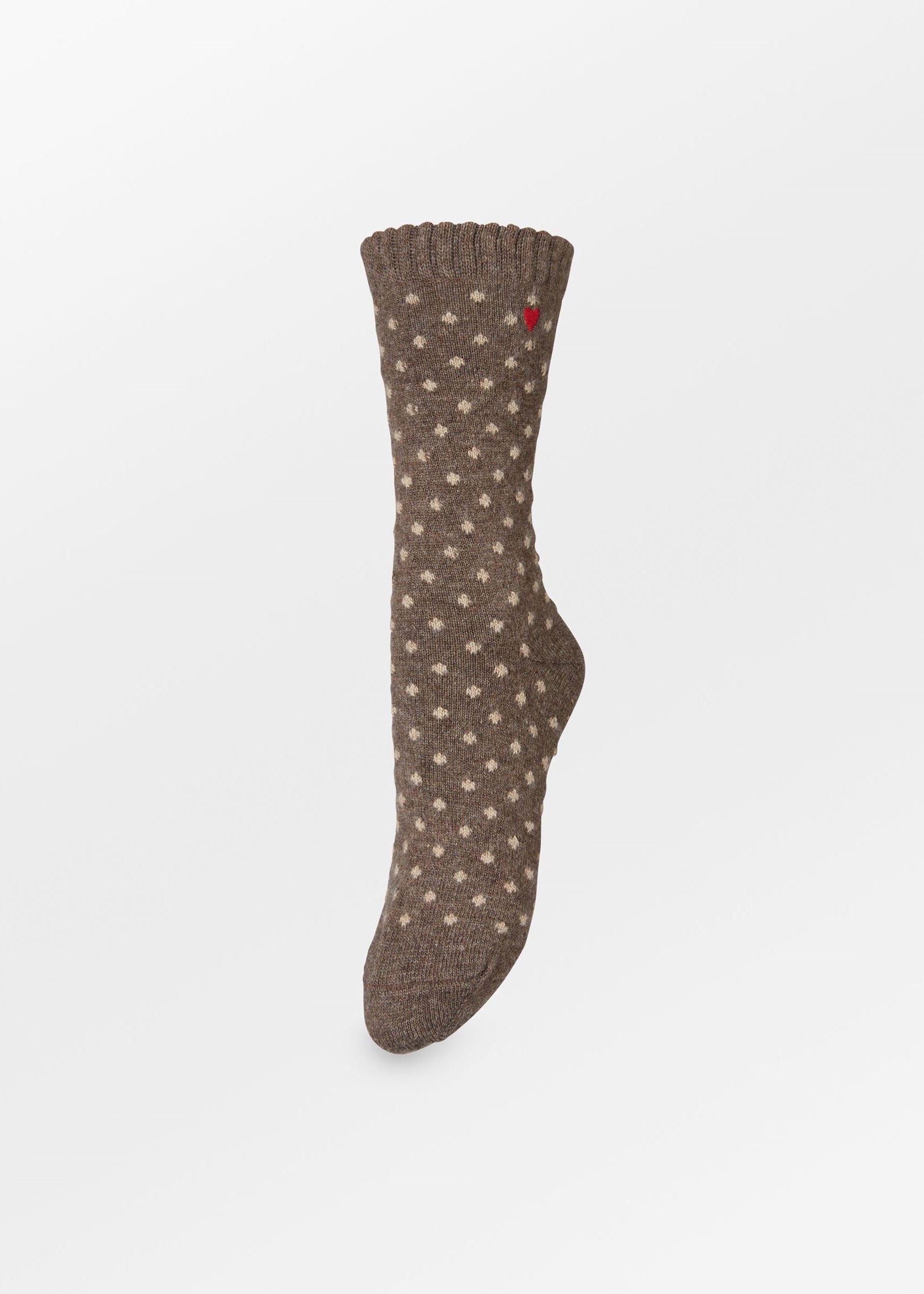BeckSöndergaard Dotted Wola Sock - Hot Fudge Brown