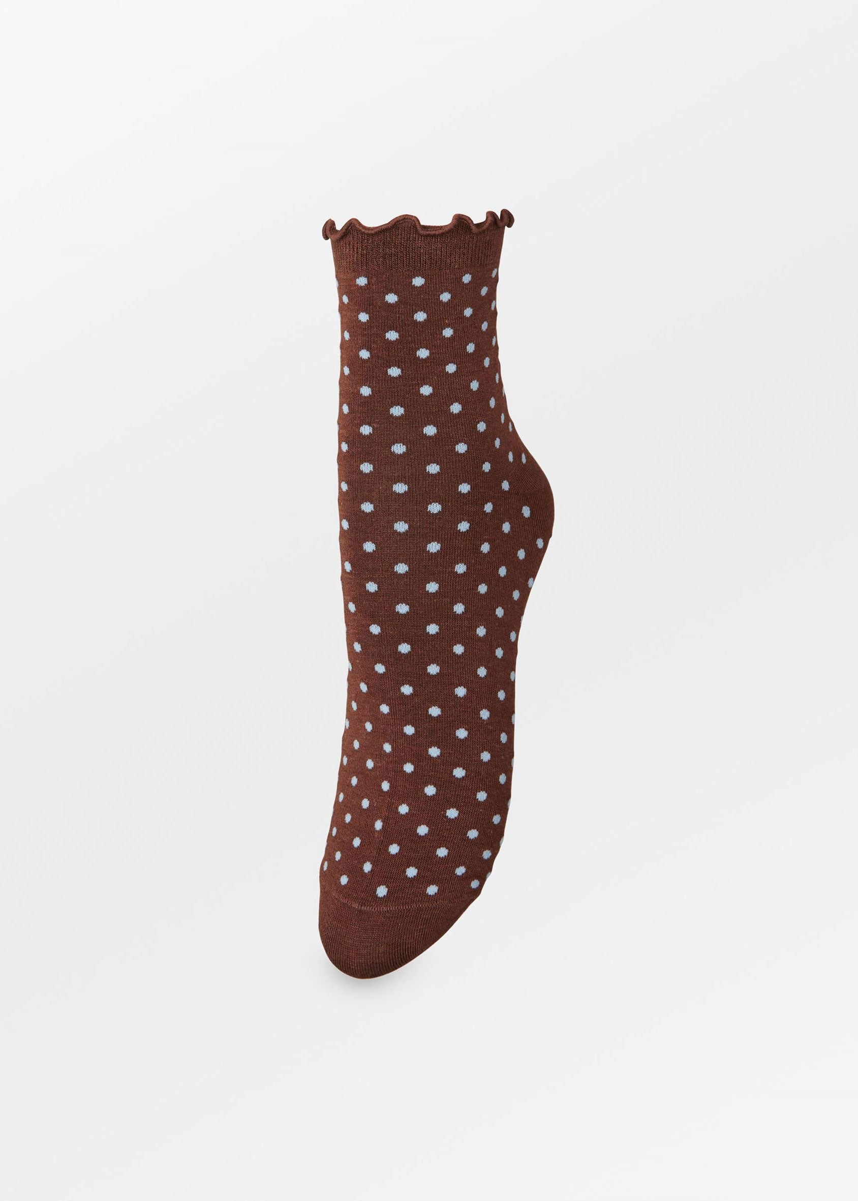 BeckSöndergaard Dotted Frilla Short Sock - Chocolate Brown