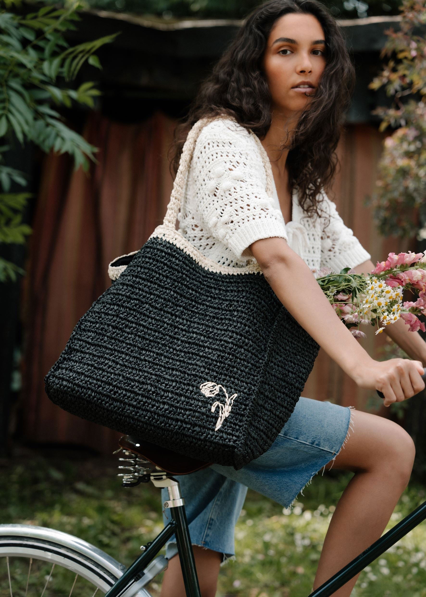 BeckSöndergaard Paper Straw Tota Bag  - Black