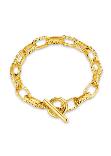 Orelia Textured Oval Link T-Bar Bracelet