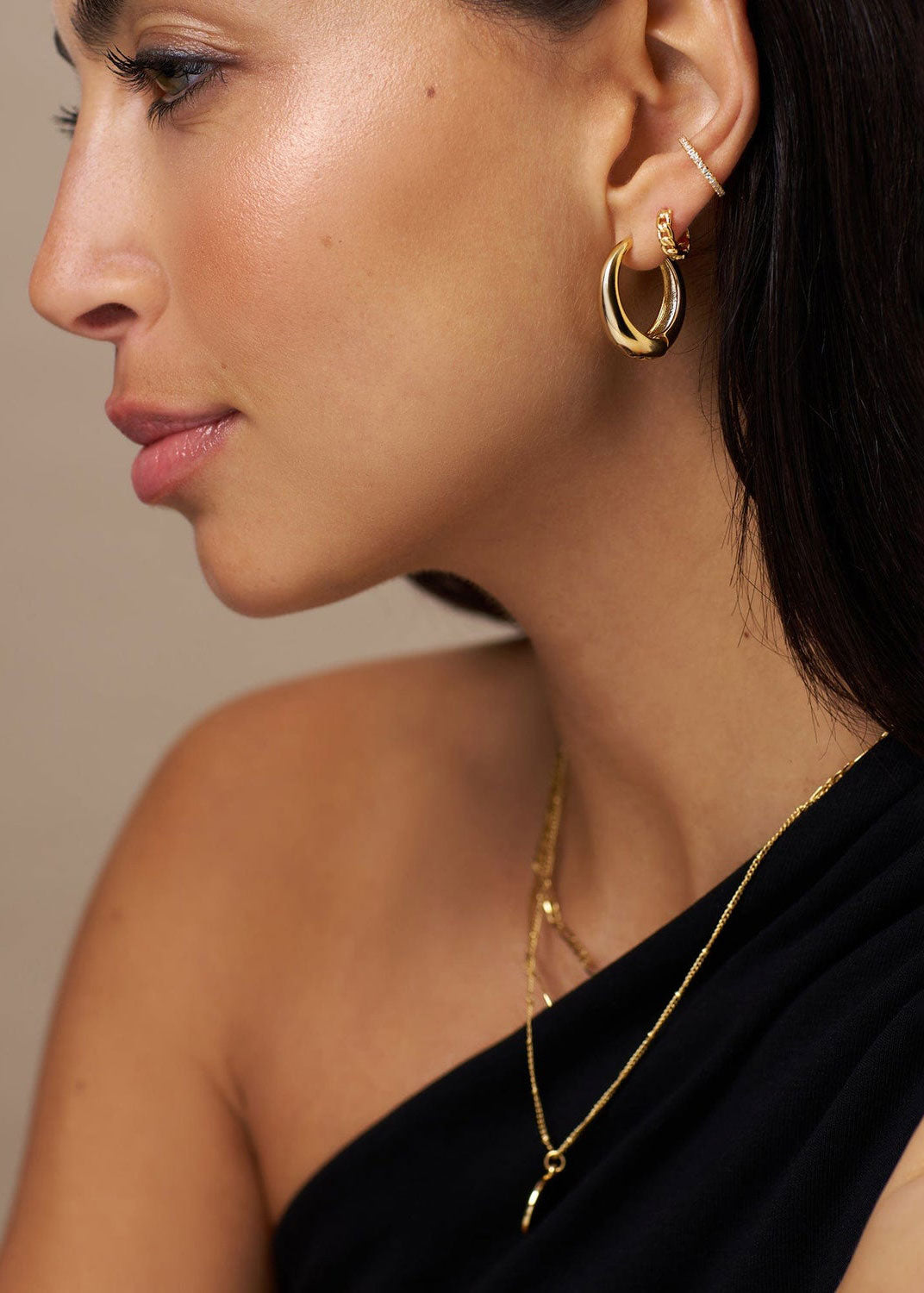 Orelia Large Tapered Hoop Earrings - Gold