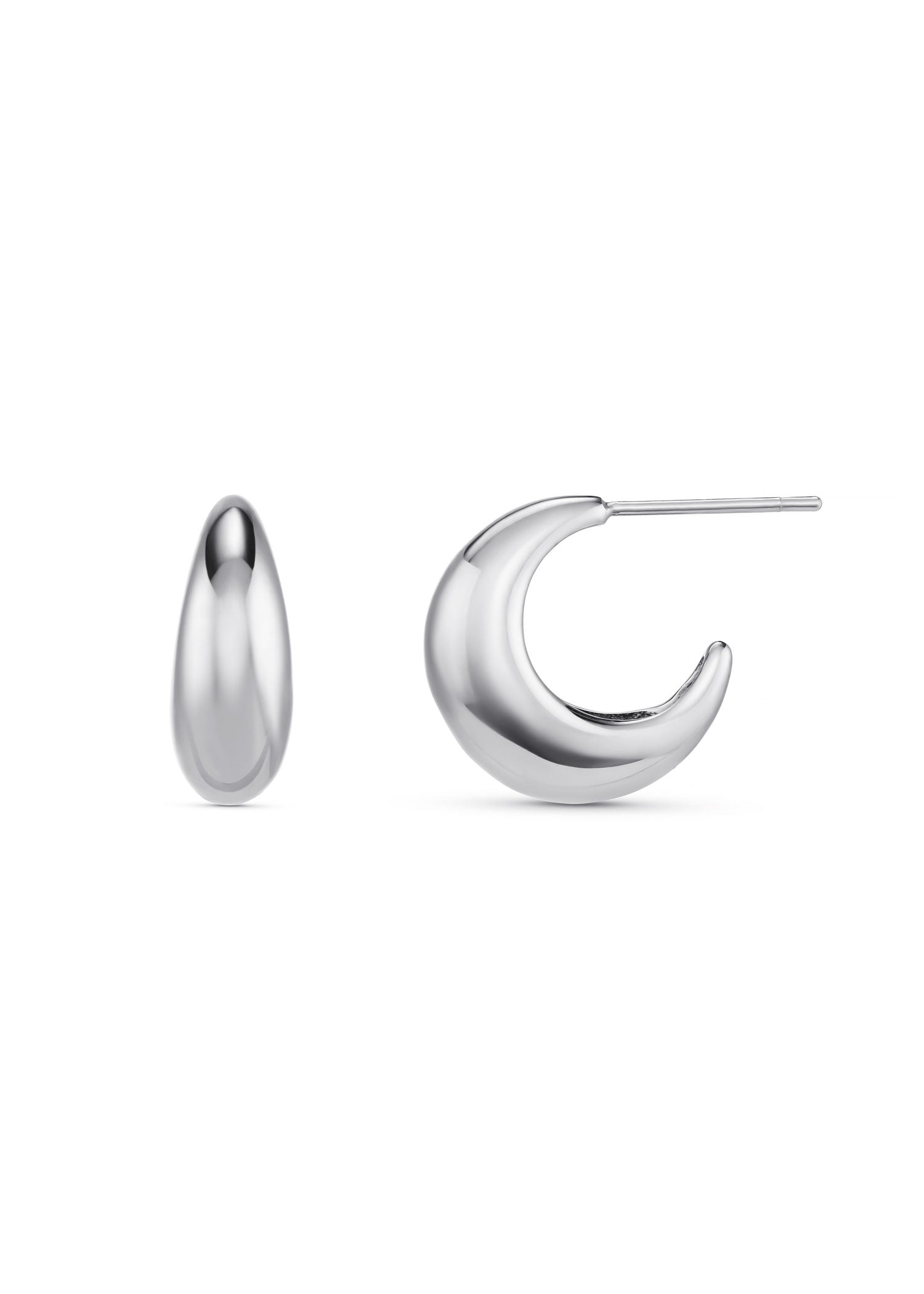 Orelia LUXE Tapered Dome Hoop Earrings - Silver