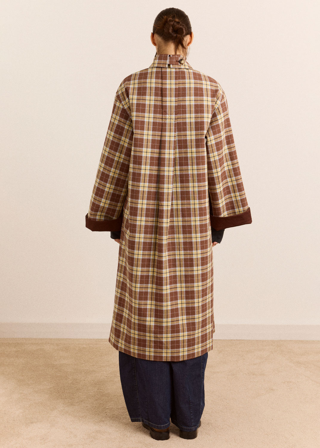 Damson Madder Reversible Longline Jerry Trench - Chocolate