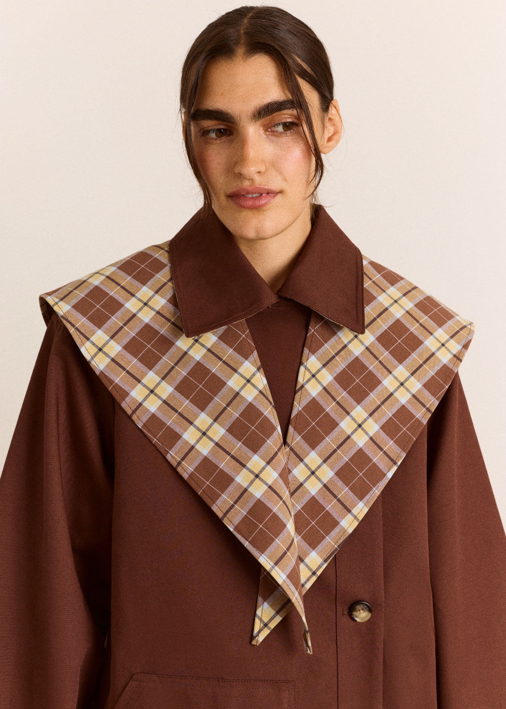Damson Madder Reversible Longline Jerry Trench - Chocolate