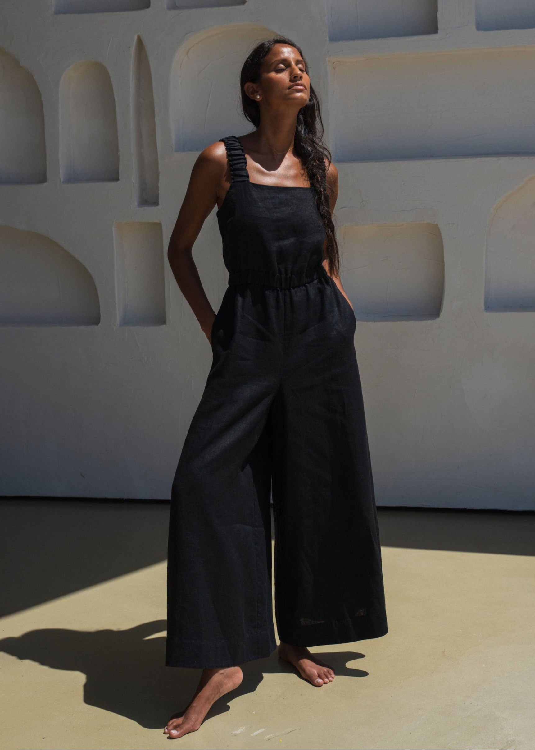 Lilly Pilly Keely Linen Jumpsuit - Black
