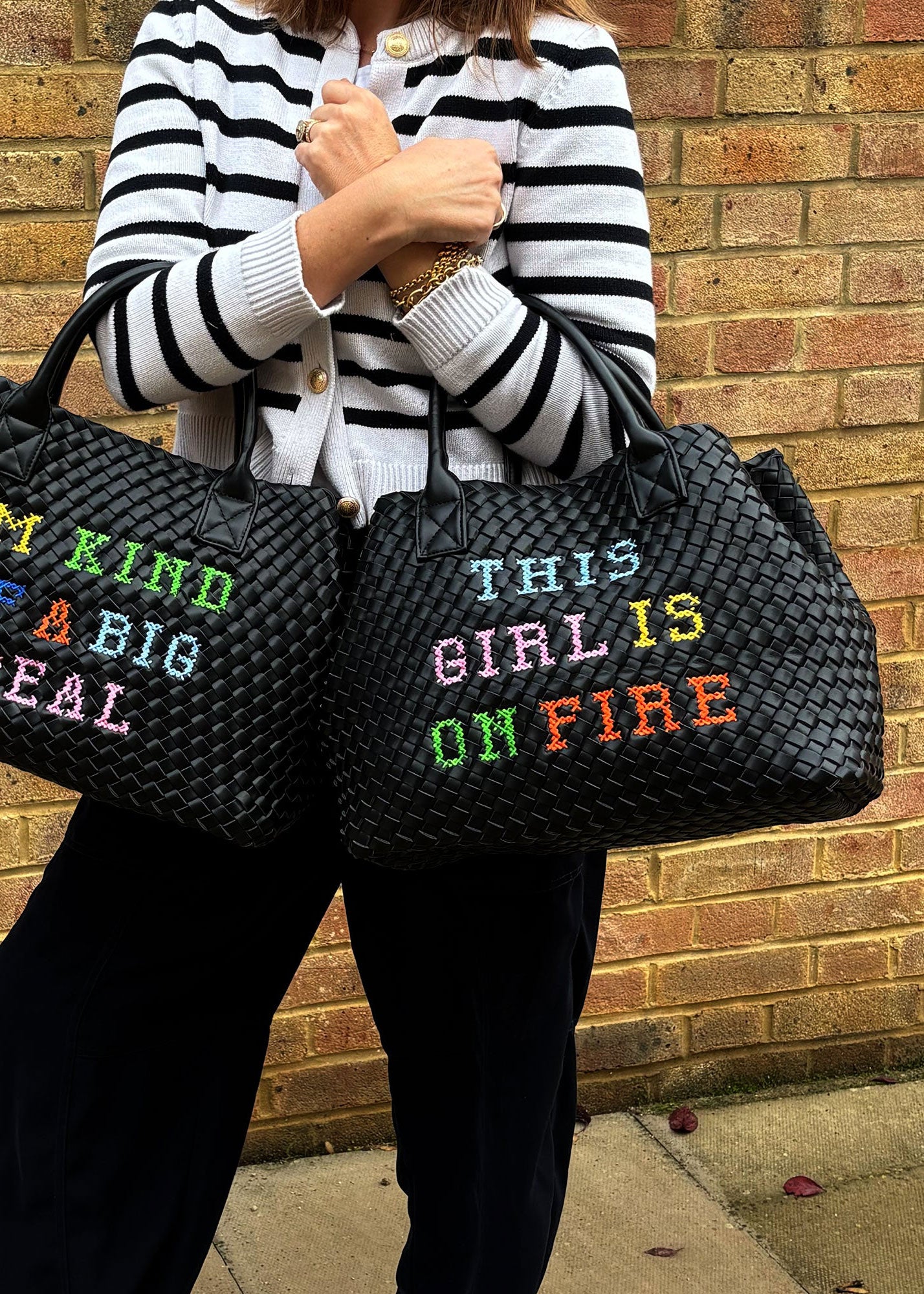 Lilly Loves THIS GIRL IS ON FIRE Woven Handbag