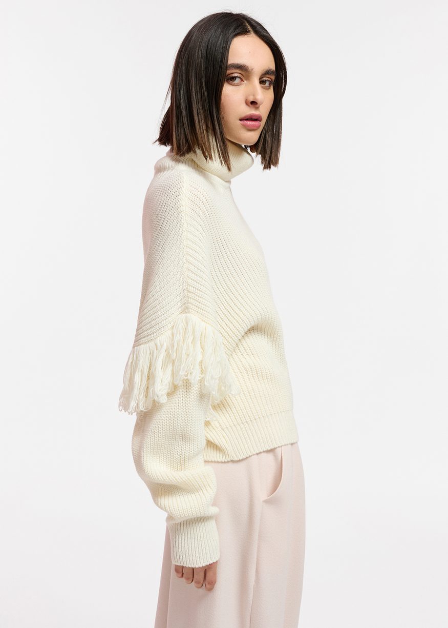 Essentiel Antwerp - Ejoy Knitted Pull with Fringes - Oat Meal