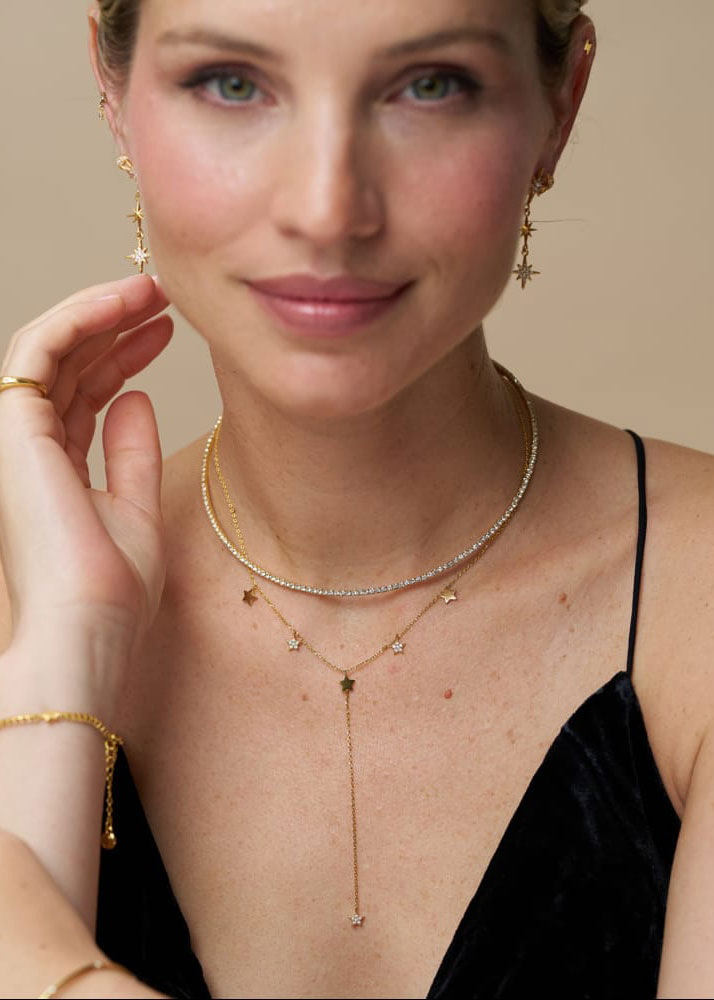 Orelia Crystal Multi Star Lariat Necklace
