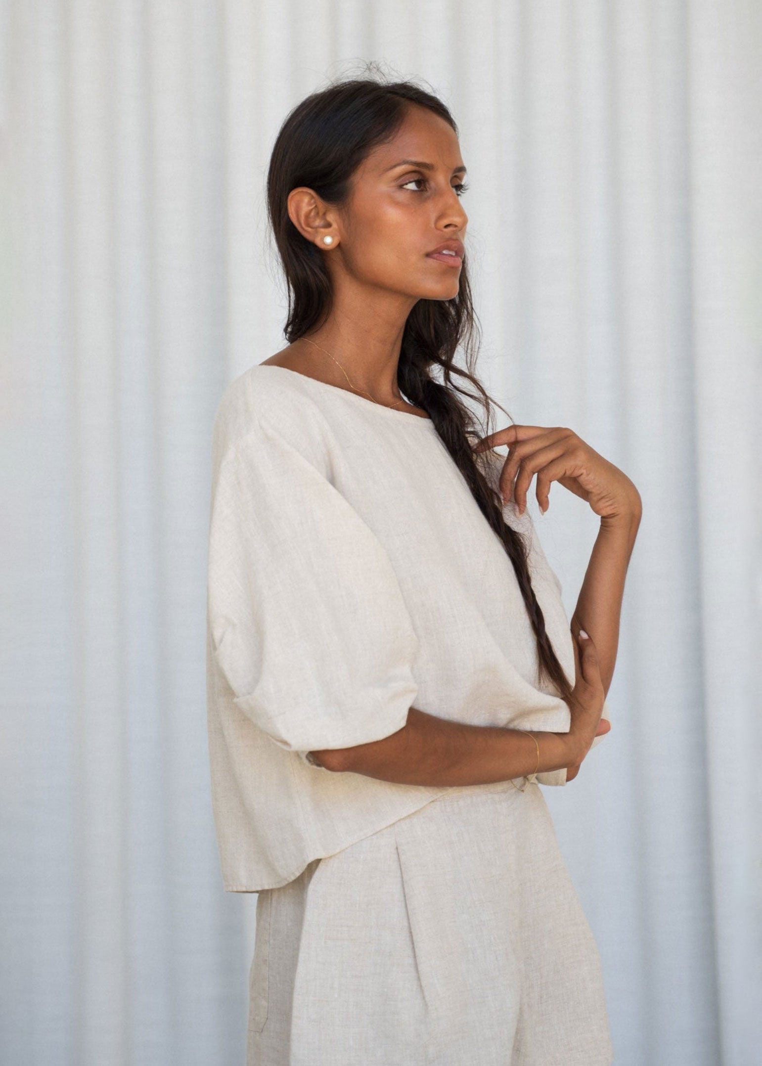 Lilly Pilly Leia Linen Top - Oatmeal