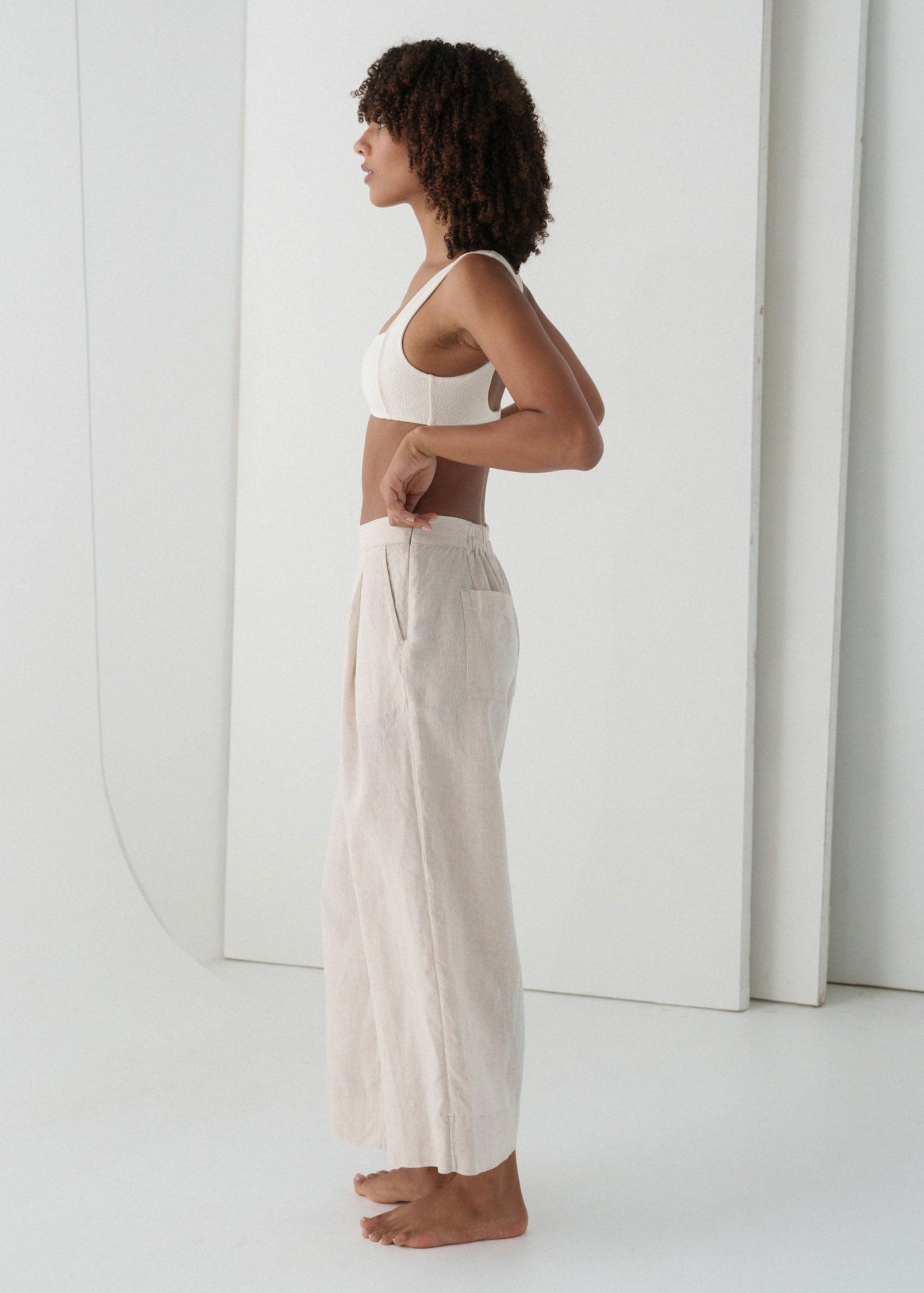 Lilly Pilly Ivy Linen Cropped Pants - Oatmeal