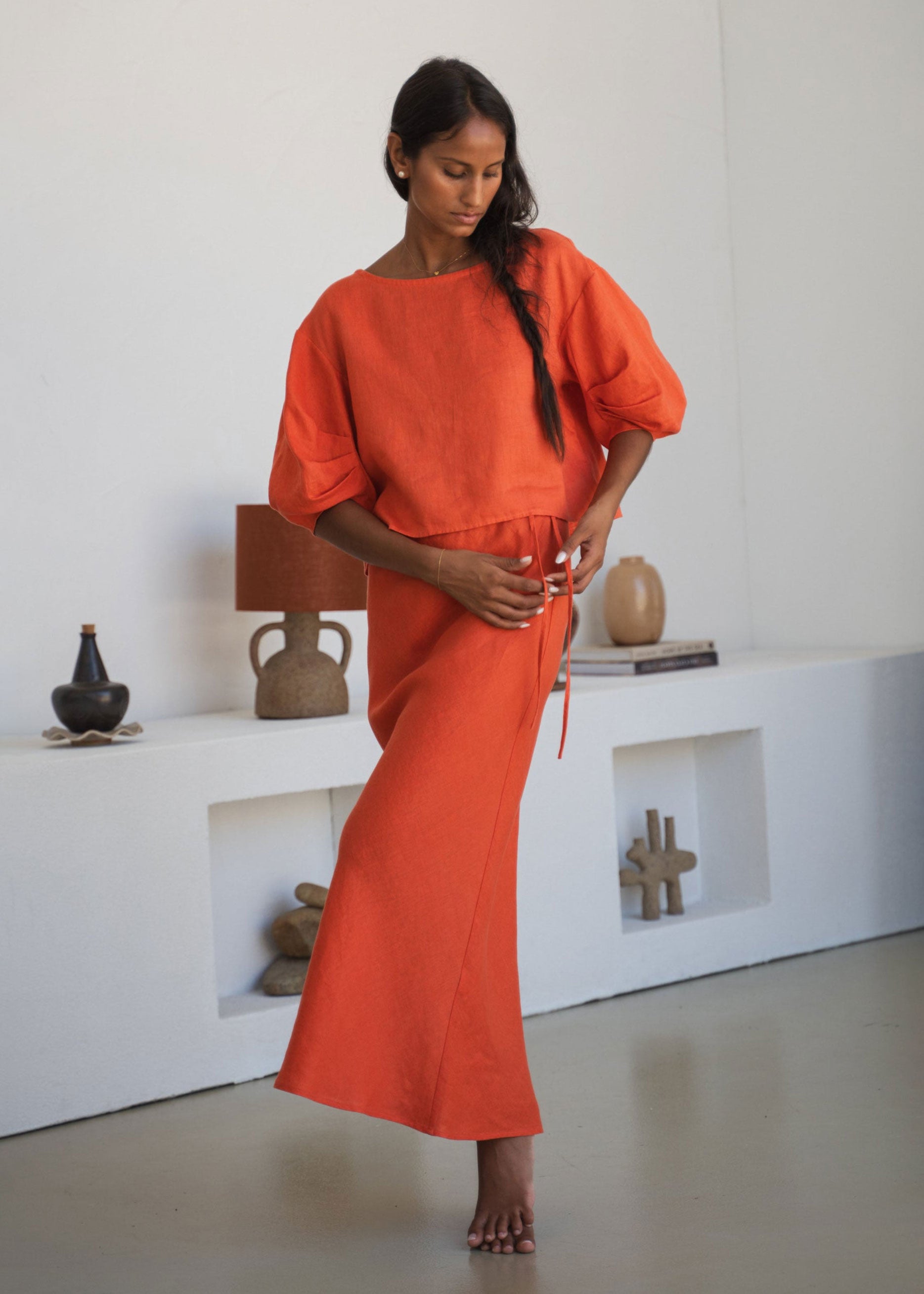 Lilly Pilly Leia Linen Top - Spritz