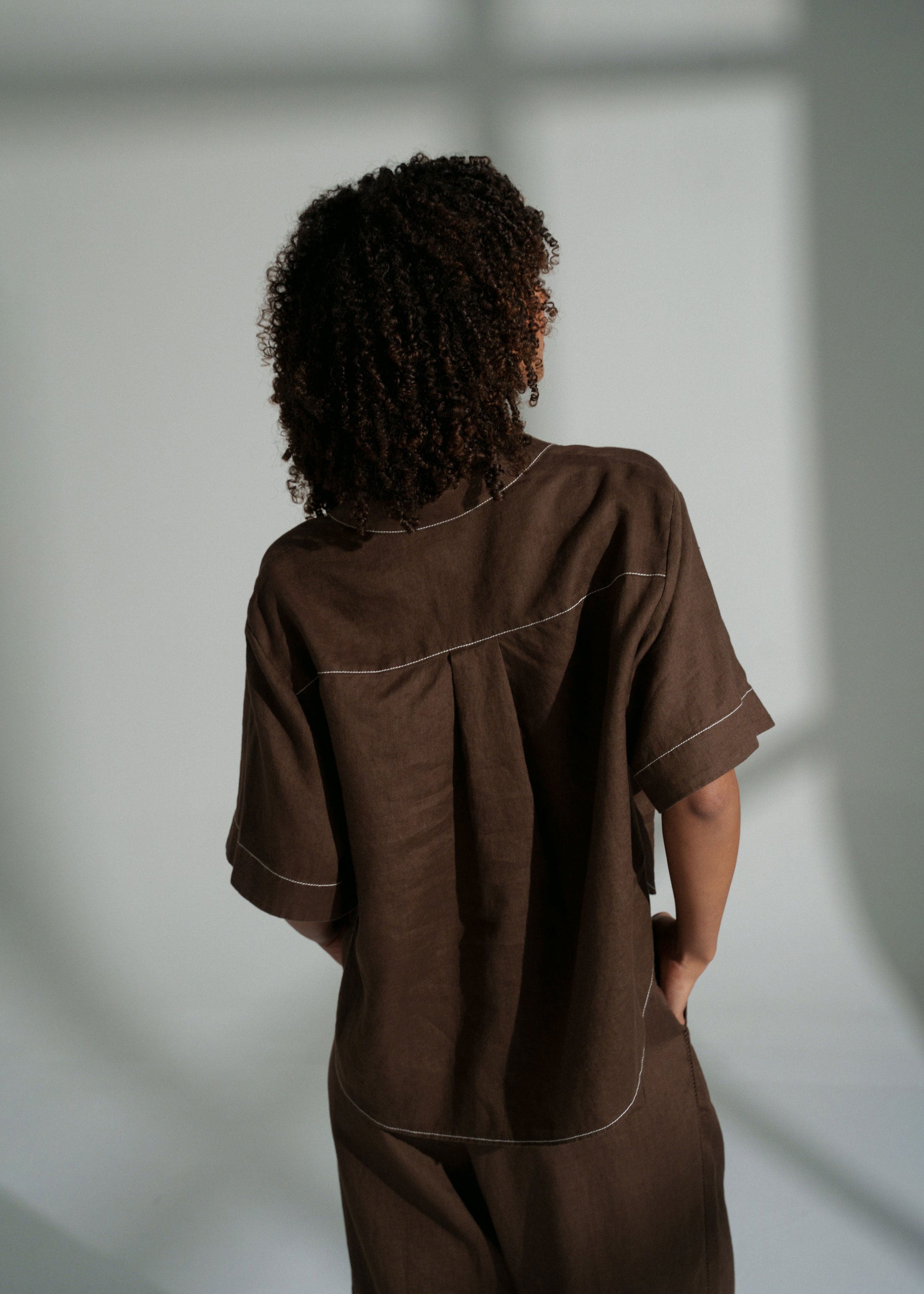 Lilly Pilly Nika Linen Shirt - Chocolate