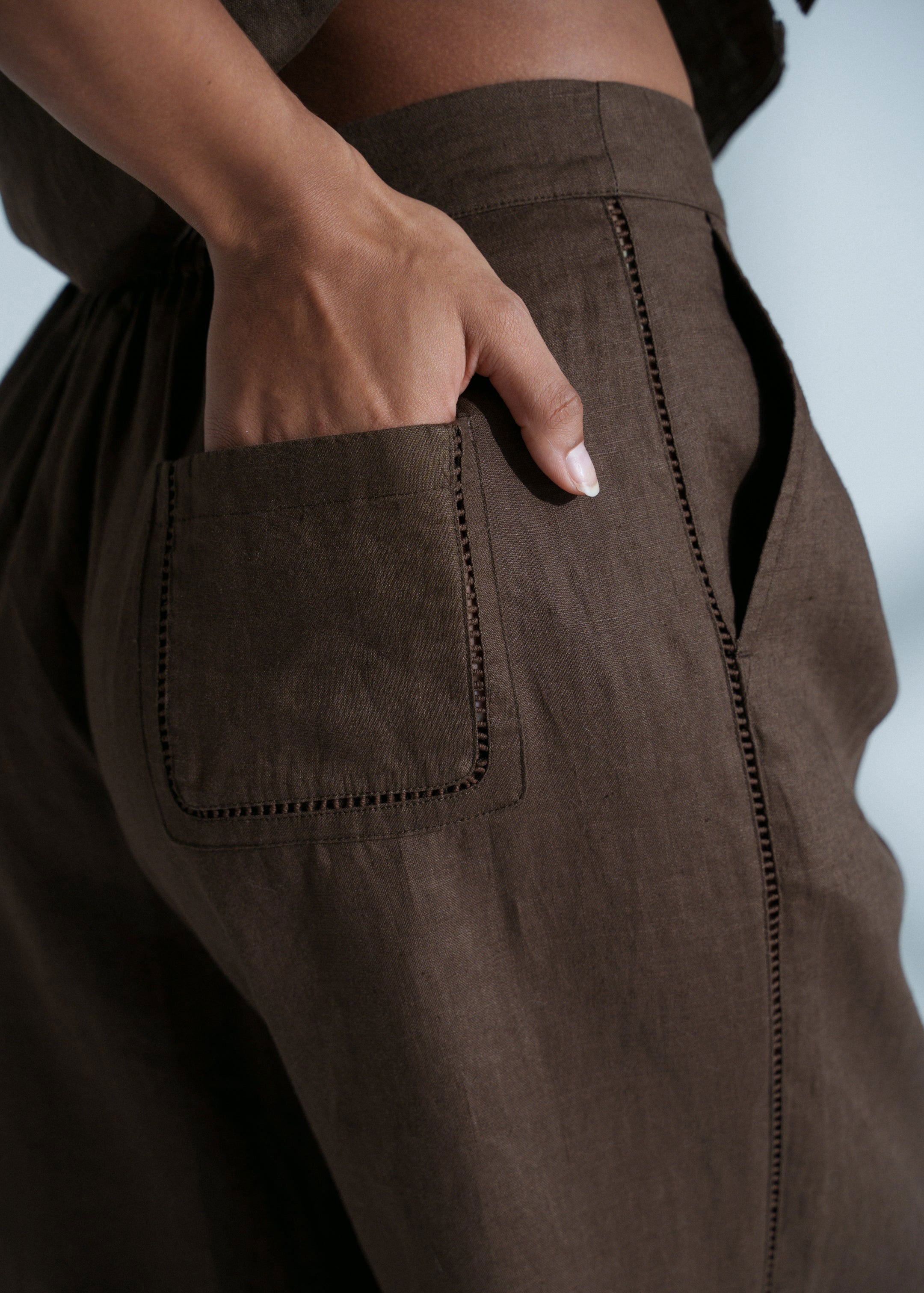 Lilly Pilly Rika Linen Pants - Chocolate
