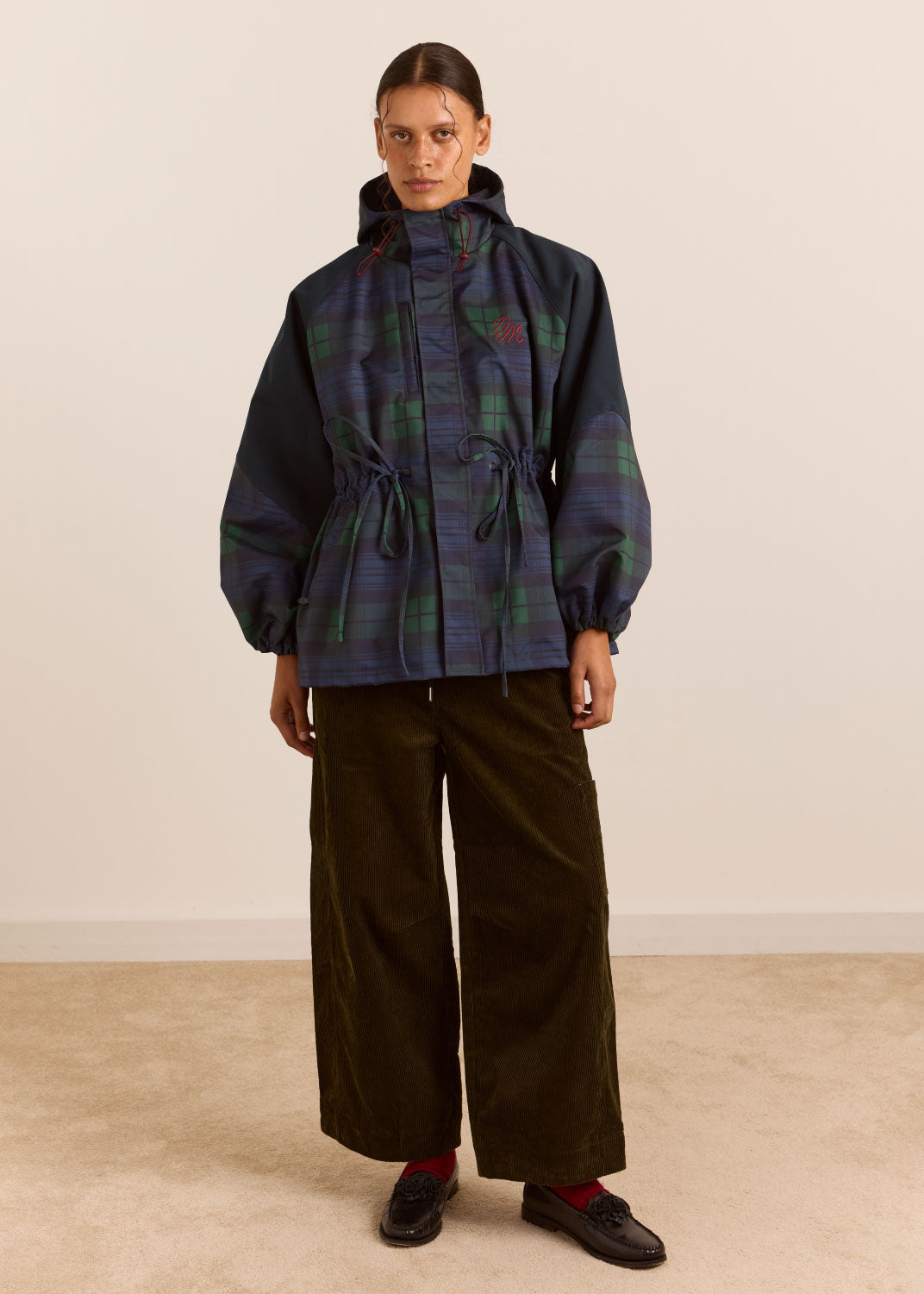 Damson Madder Liu Shower Proof Raincoat - Navy Check