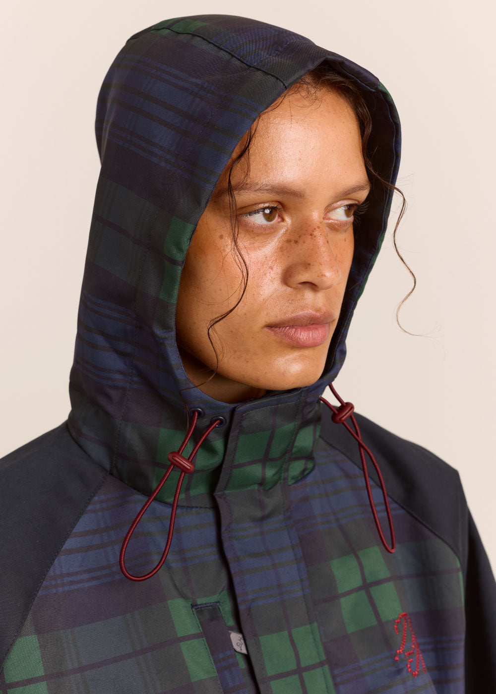 Damson Madder Liu Shower Proof Raincoat - Navy Check
