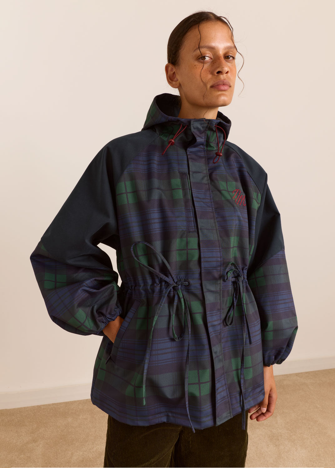 Damson Madder Liu Shower Proof Raincoat - Navy Check
