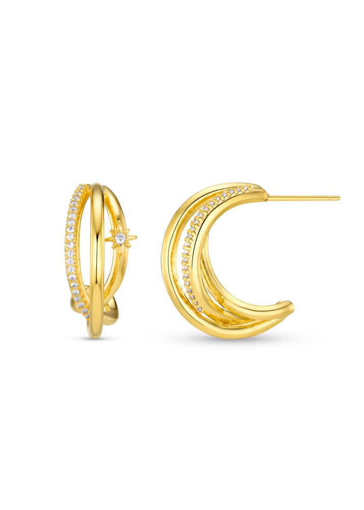 Orelia Pavé Illusion Mid-Size Hoop Earrings