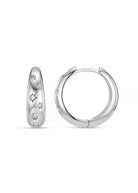 Orelia starburst tapered mid-size hoops in silver, bright polished domes with star-set crystals