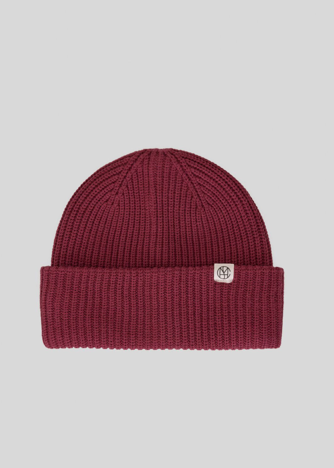 MSCH Copenhagen MSCH Copenhagen Galine Rachelle icon beanie in deep wine red, chunky rib knit with turn-up cuff