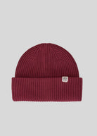 MSCH Copenhagen Galine Rachelle icon beanie in deep wine red, chunky rib knit with turn-up cuff