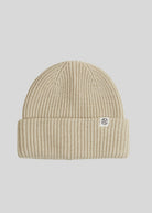 MSCH Copenhagen Galine Rachelle icon beanie in soft sand beige, ribbed knit with folded cuff