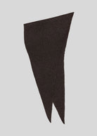 Laid flat to show the long triangle shape and fine glitter thread