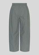 Back flat view, gathered elasticated waistband and loose straight leg
