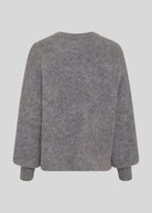 Back view, soft hairy texture with a ribbed hem and cuffs