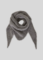 MSCH Copenhagen Tila Salmia triangle scarf in grey, soft brushed mohair-look pile, loosely coiled