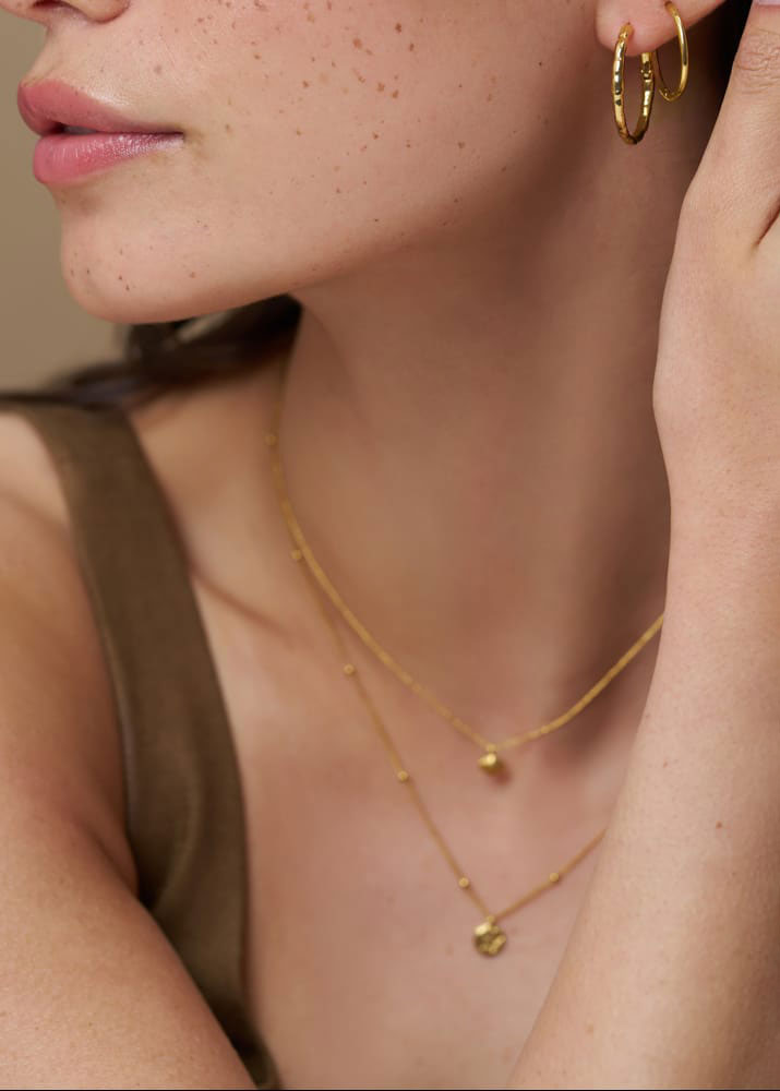Orelia Mini Shell & Molten Coin 2-Row Necklace