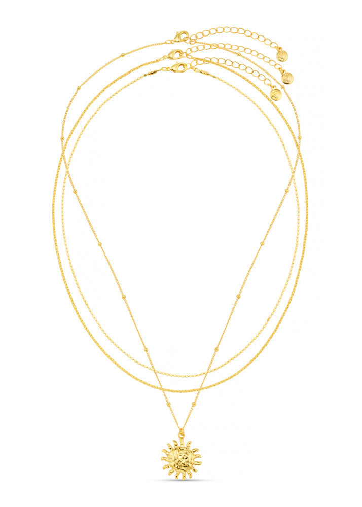 Orelia Molten Sun 3-Row Necklace