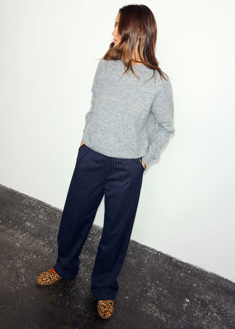 Never Fully Dressed Navy Pinstripe Arden Trousers