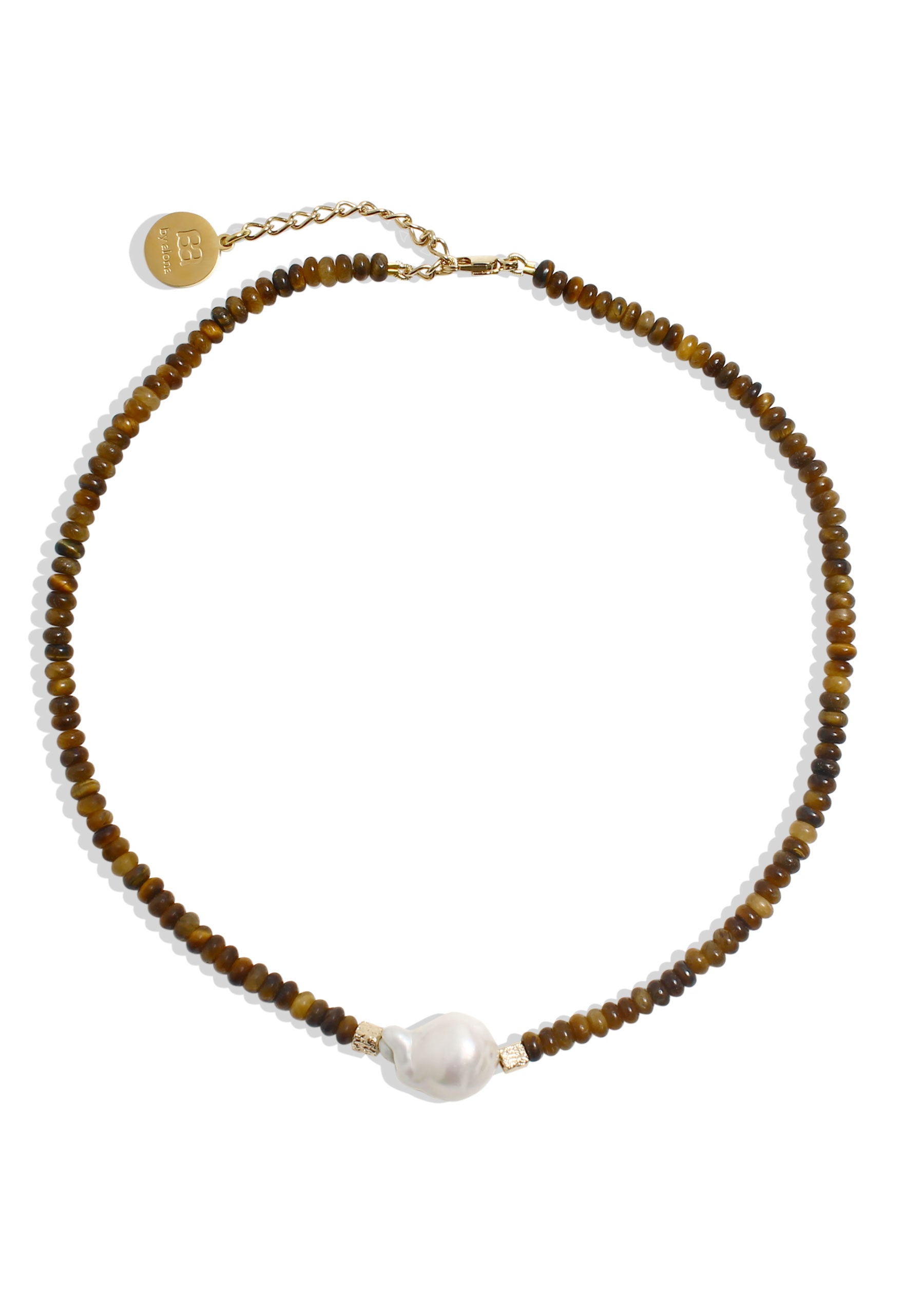 By Alona Vivienne Necklace - Pearl and Tigers eye