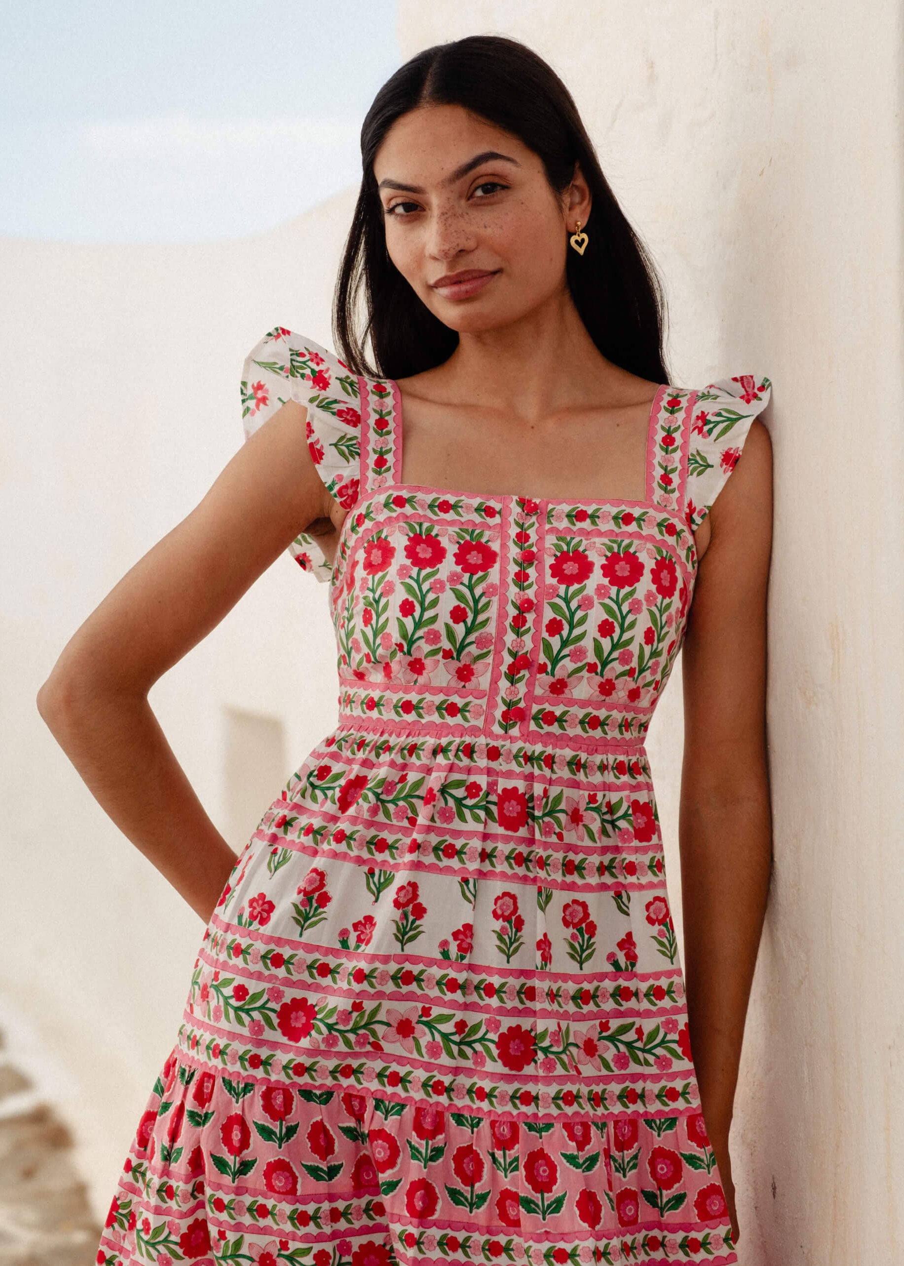 Pink City Prints Rose Folk Lucia Dress