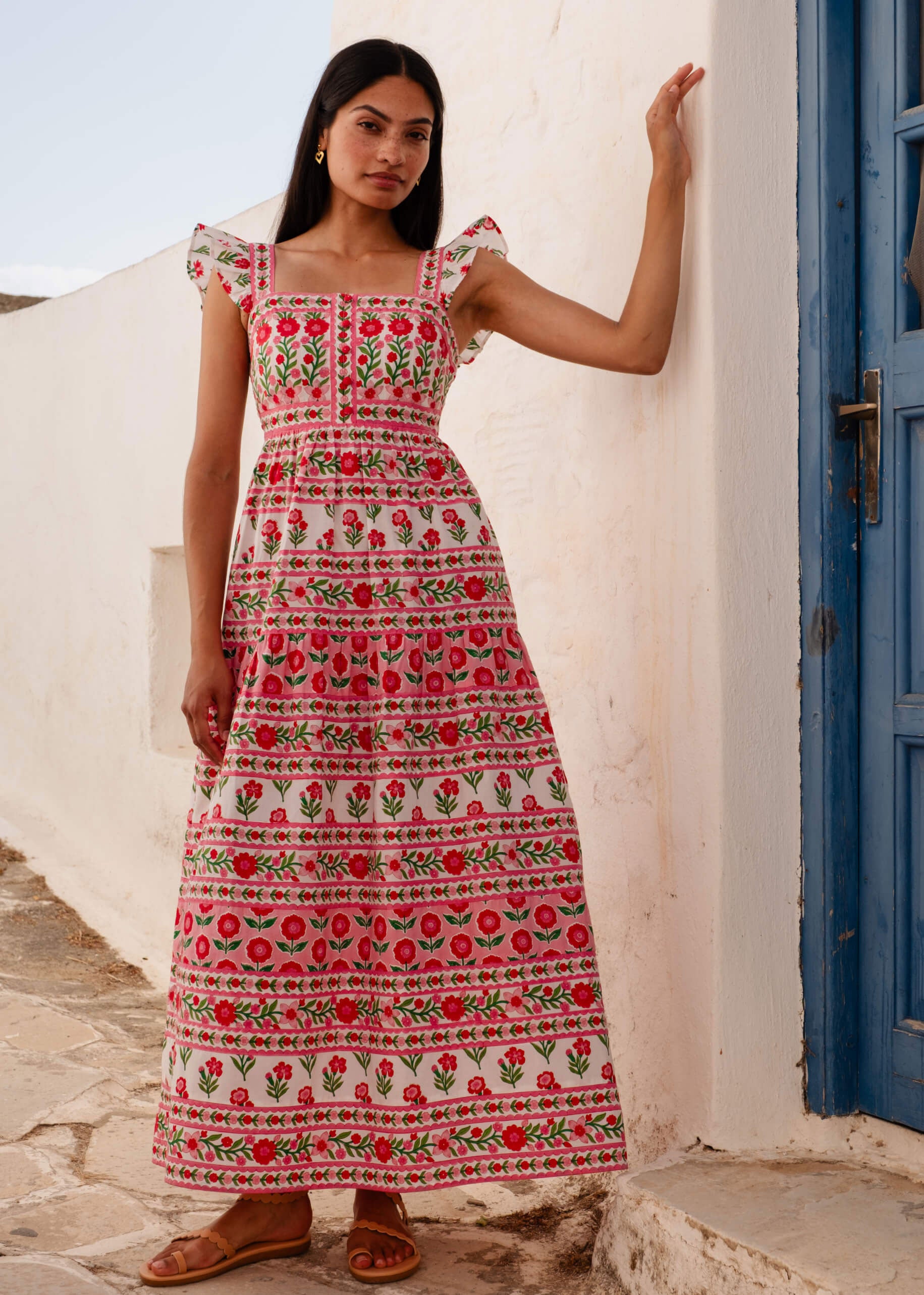 Pink City Prints Rose Folk Lucia Dress