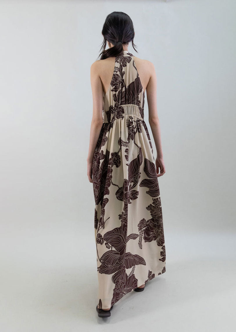 Psophía Orient Contour Plunge Halter Dress