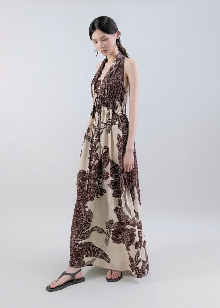 Psophía Orient Contour Plunge Halter Dress