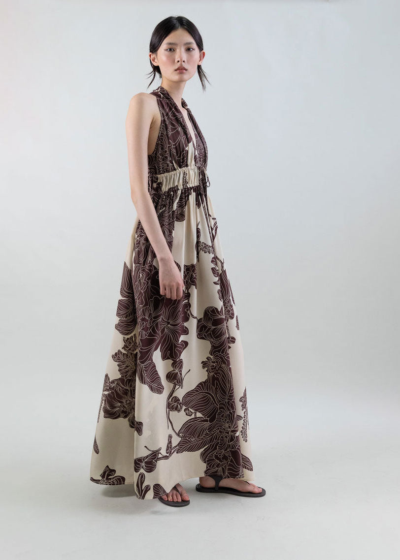 Psophía Orient Contour Plunge Halter Dress